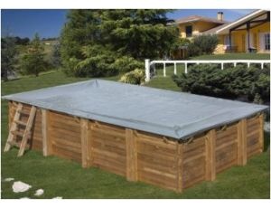 Cubierta de invierno rectangular Gre para piscina de madera Papaya