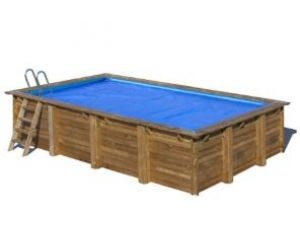 Cubierta de verano Gre para piscina desmontable de madera rectangular Papaya