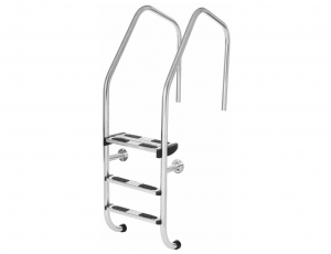 Escalera para piscinas desbordantes Arco Especial Overflow en acero inoxidable Aisi 316L Flexinox