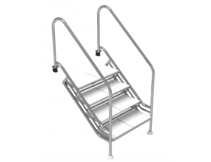 Escalera piscinas de fácil acceso ancho 970 mm en acero inoxidable Aisi-316L
