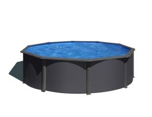 Piscina desmontable Gre Redonda de acero aspecto grafito profundidad 1,20 m