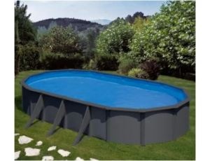 Piscina desmontable Gre Antracita ovalada de acero aspecto grafito profundidad 1,32 m