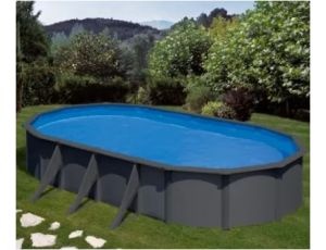 Piscina desmontable Gre ovalada de acero aspecto grafito profundidad 1,20 m