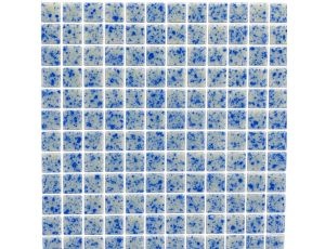Plancha de gresite blanco- azul moteado Z21 22 x 22 mm para reparaciones de piscina