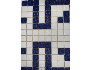 Plancha de gresite Mix azul y blanco C11 23 x 23 mm para reparaciones de piscina