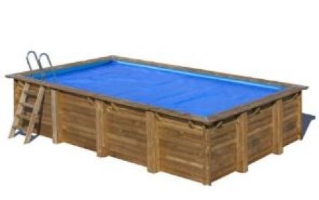 Cubierta de verano Gre para piscina desmontable de madera rectangular Papaya